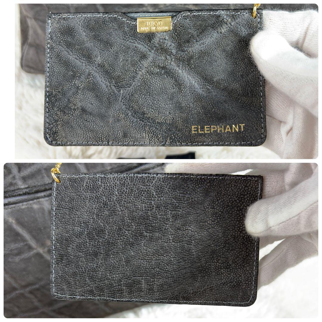 高級【JRA認定】象革 エレファントレザー トートバッグ 日本製 手鏡付 グレー