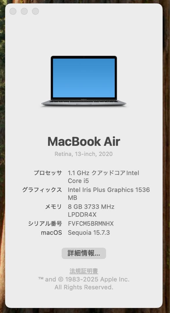 MacBook本体 MacBook Air 2020 core i5