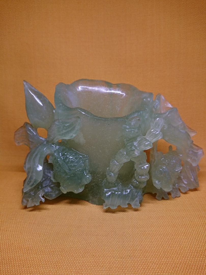 【美品】玉石　金魚　古玩　彫刻　置物　インテリア　工芸品　美術品　A2685