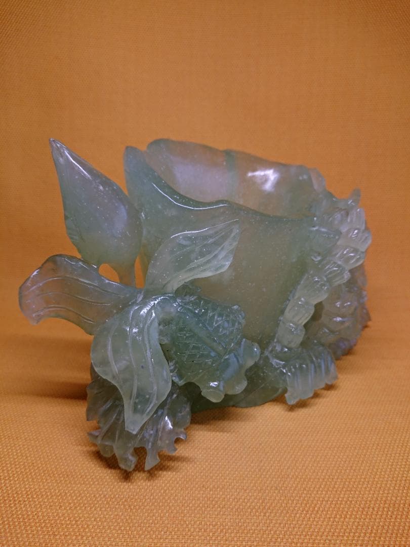 【美品】玉石　金魚　古玩　彫刻　置物　インテリア　工芸品　美術品　A2685