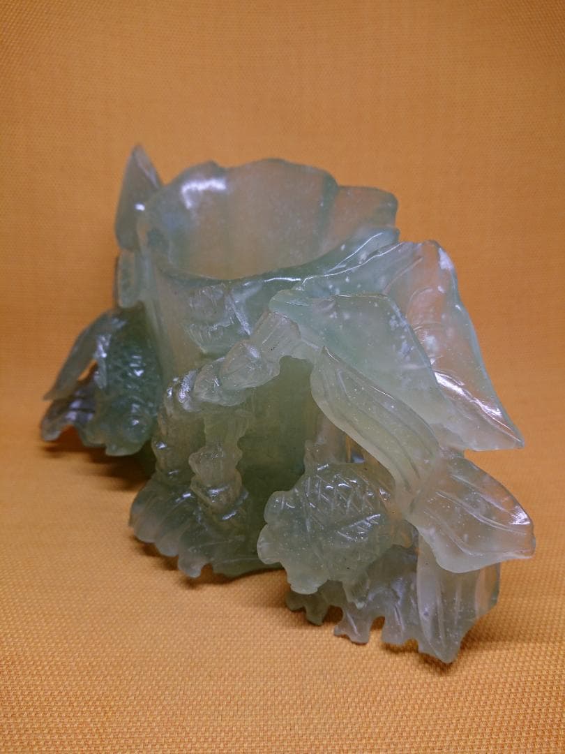 【美品】玉石　金魚　古玩　彫刻　置物　インテリア　工芸品　美術品　A2685