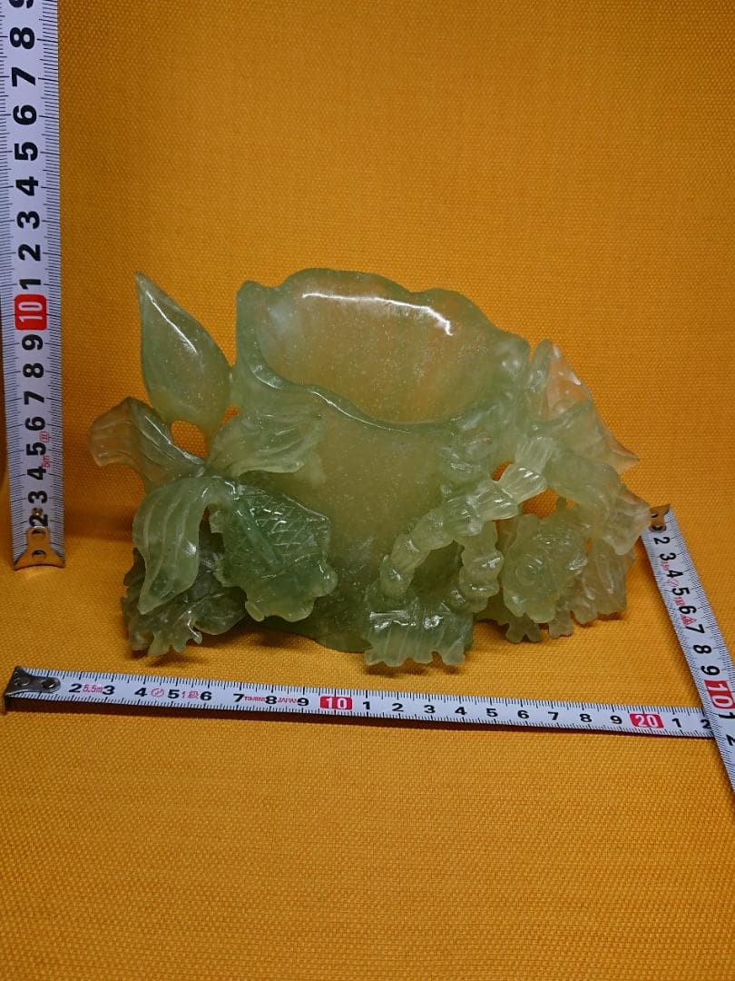 【美品】玉石　金魚　古玩　彫刻　置物　インテリア　工芸品　美術品　A2685