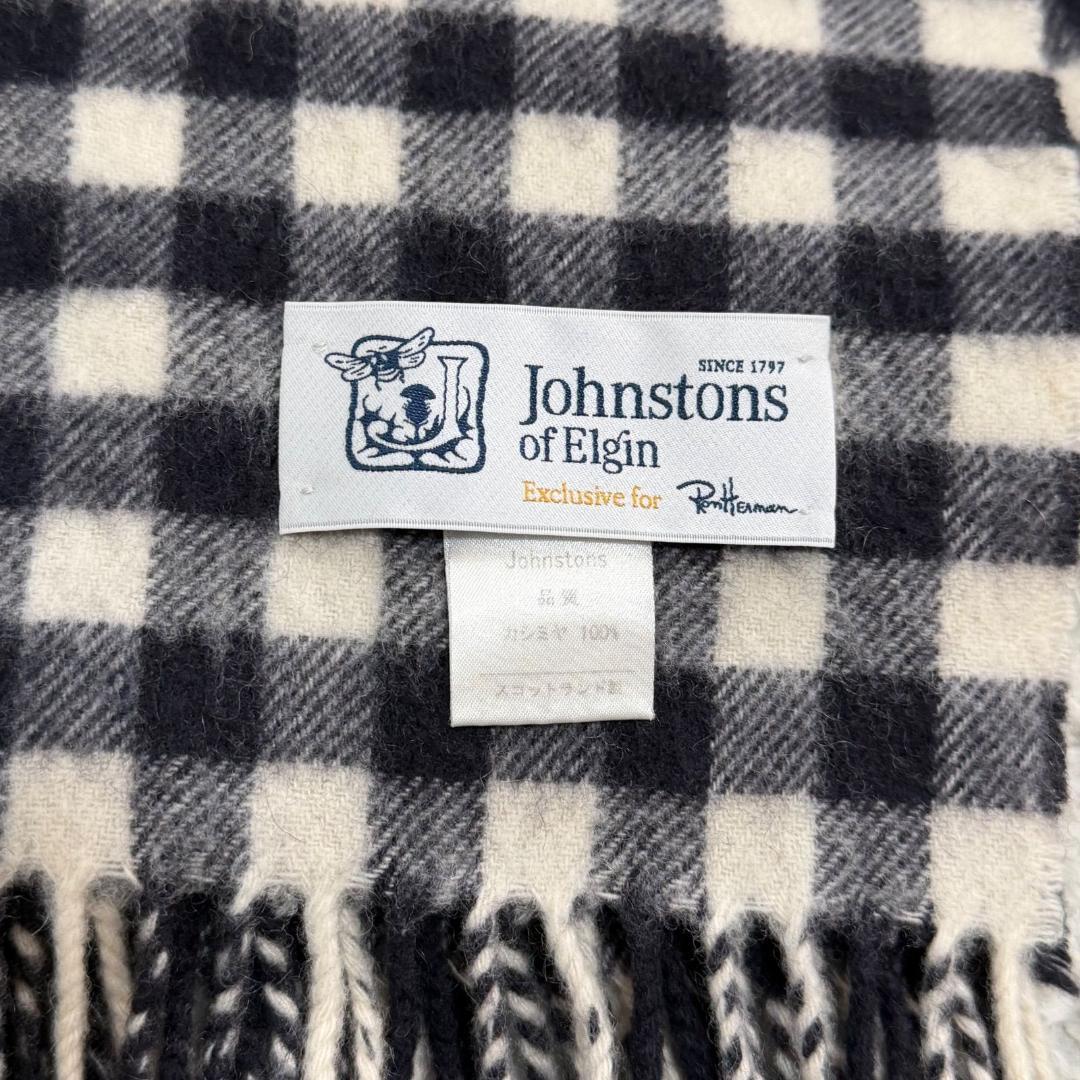 17484✨ジョンストンズ×ロンハーマン別注 チェック カシミヤ 大判ストール