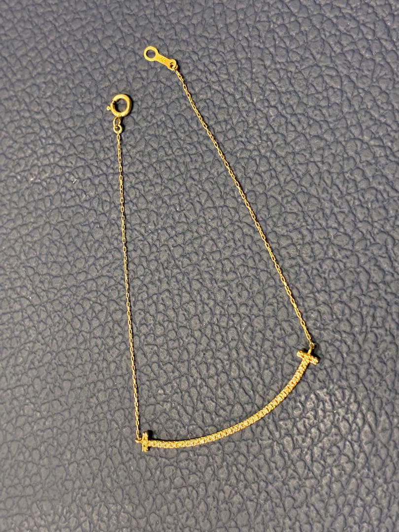 k18 スマイル　ダイヤモンド　ブレスレット　750 ライン　バー　ダイヤ