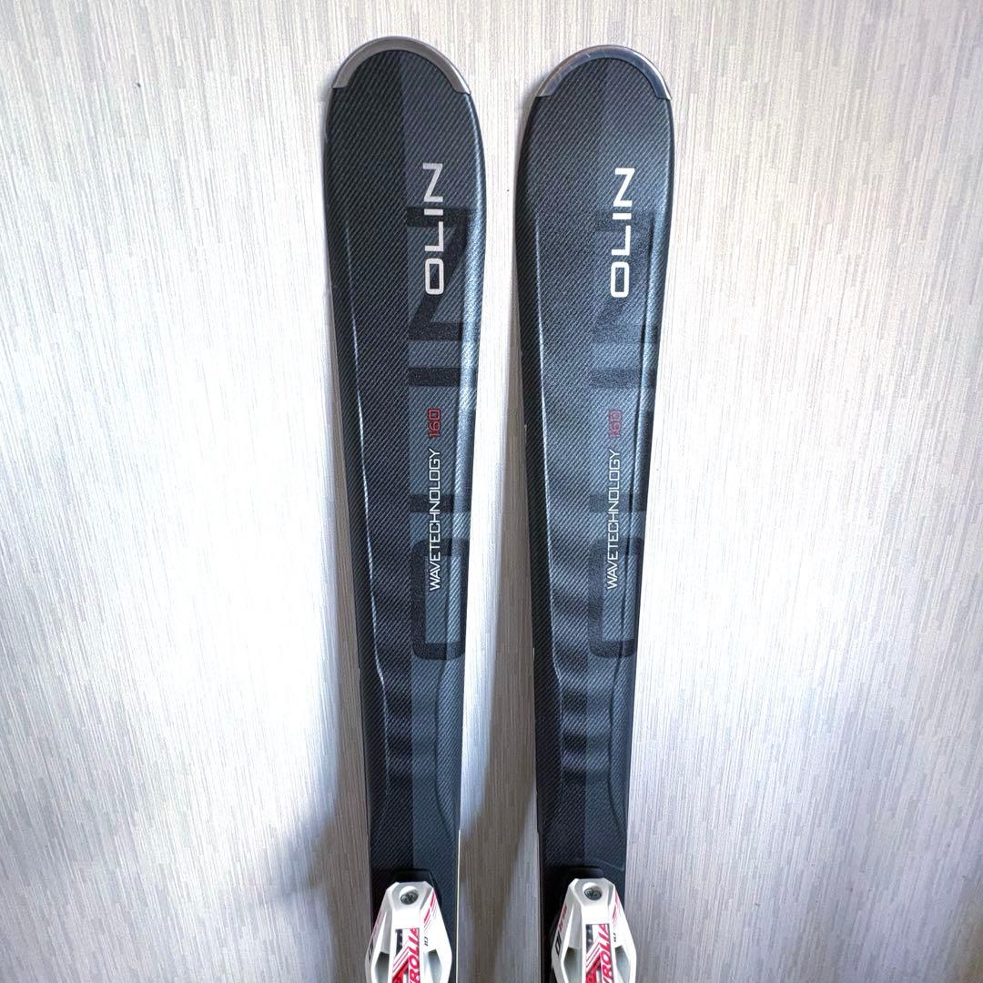 OLIN スキー板　ストックセット160cm グレー×白 chackymade
