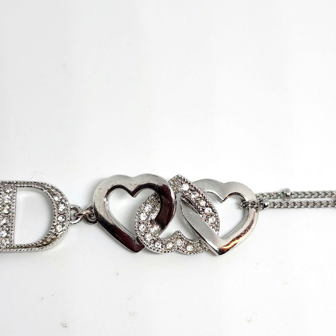 Christian Dior ディオール 3連 ハート ロゴ シルバー ブレス