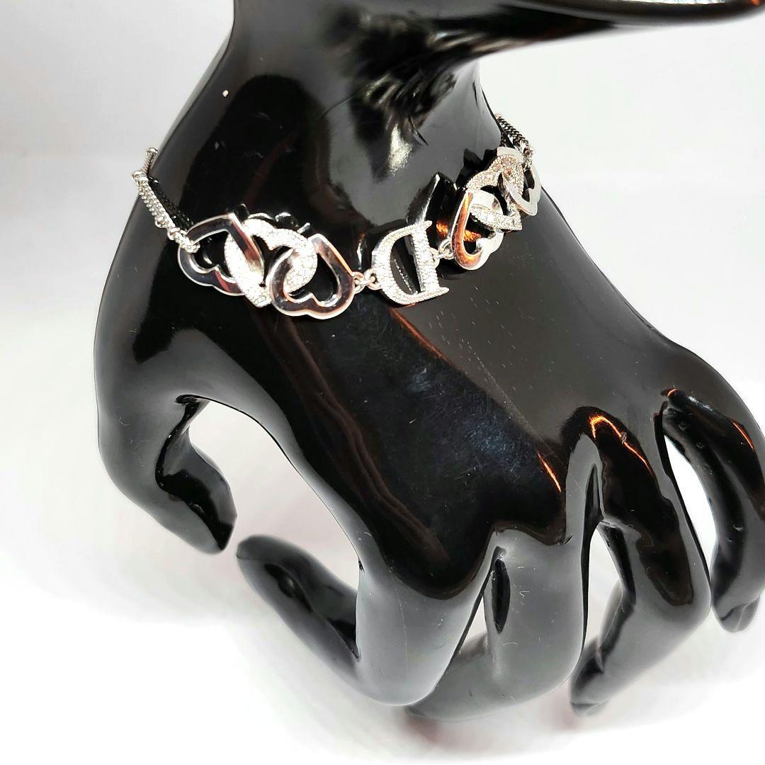 Christian Dior ディオール 3連 ハート ロゴ シルバー ブレス