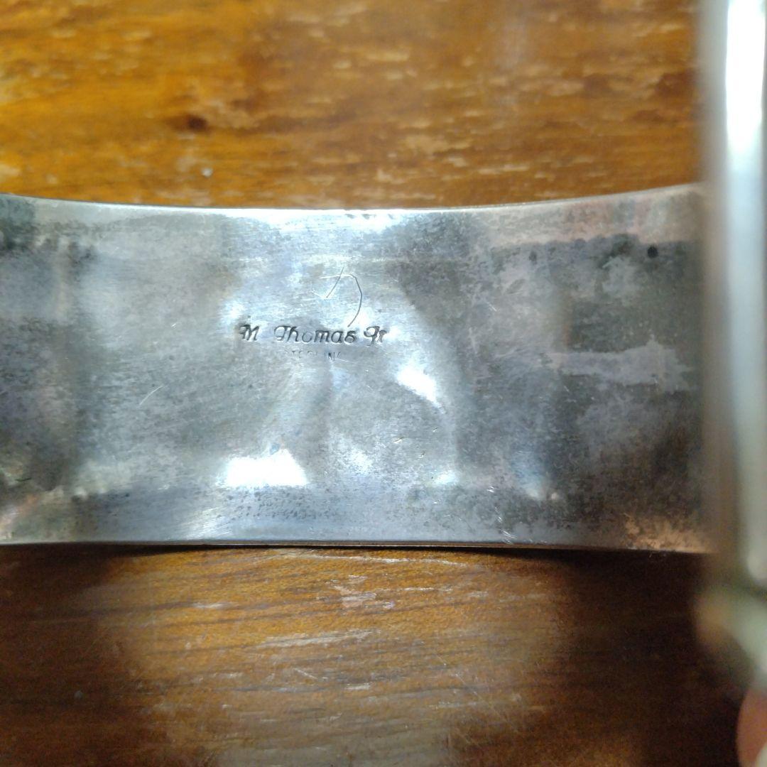 ナバホ『マイクトーマスJr 』作 ベアクロー ターコイズ 赤珊瑚 バングル