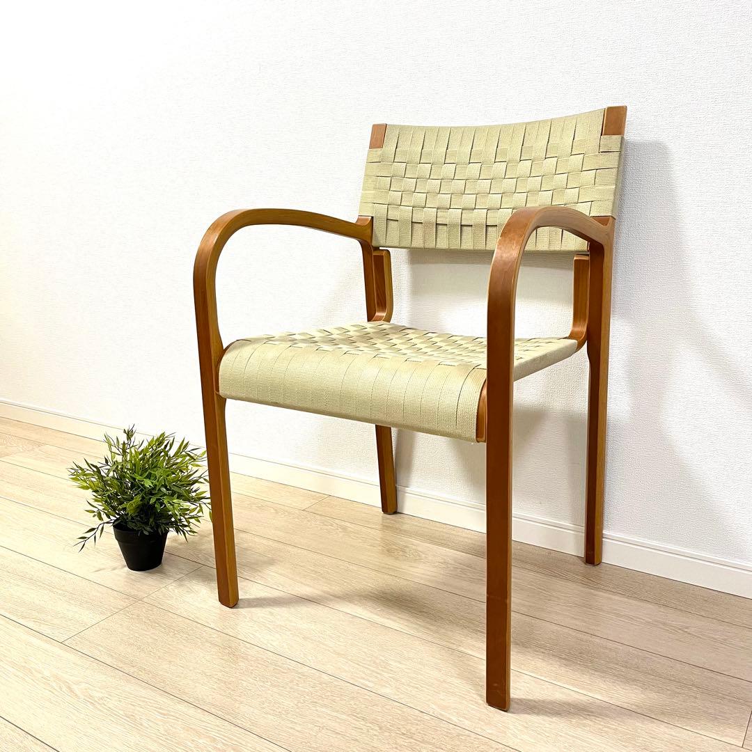 (つ71)WISE WISE アームチェア 編み座面 ナチュラル