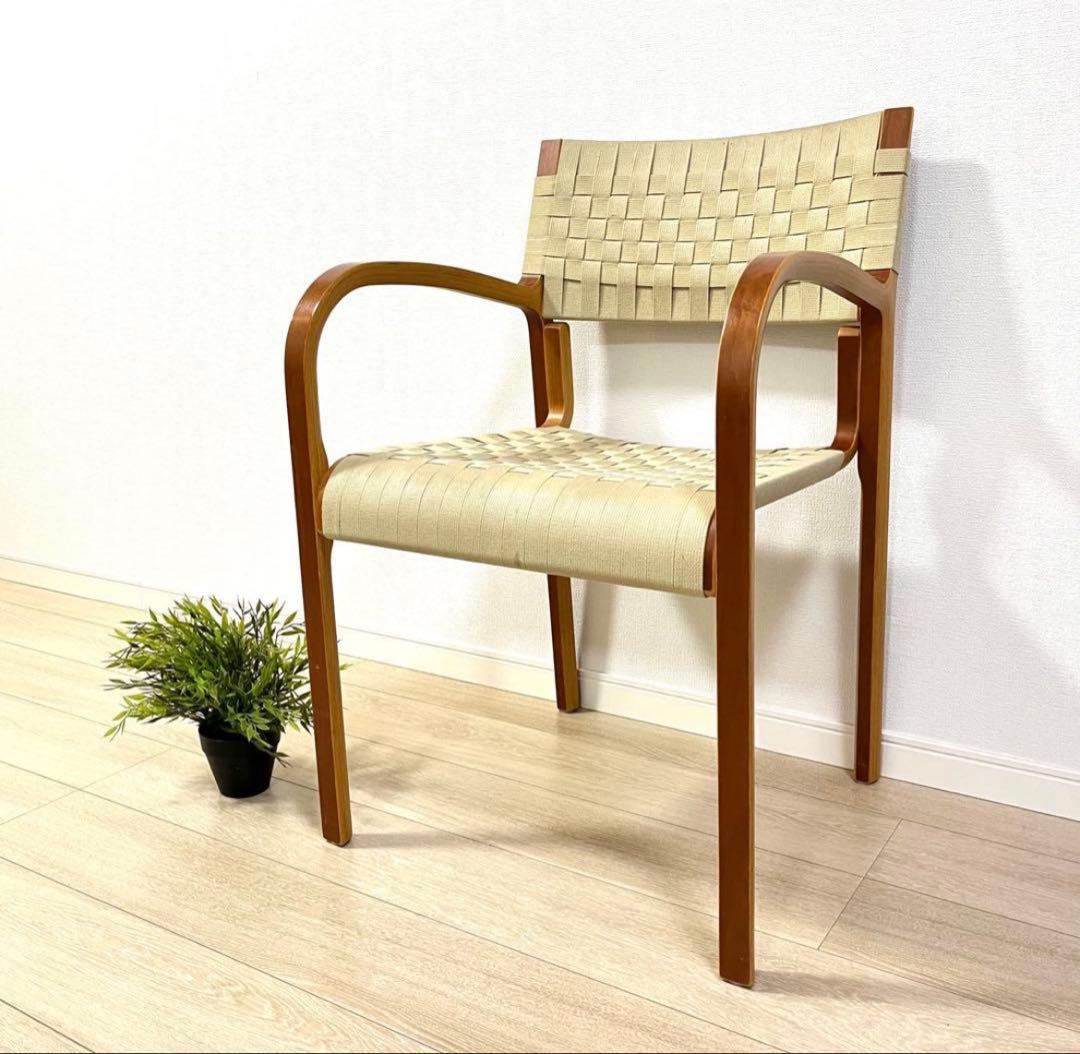 (つ71)WISE WISE アームチェア 編み座面 ナチュラル