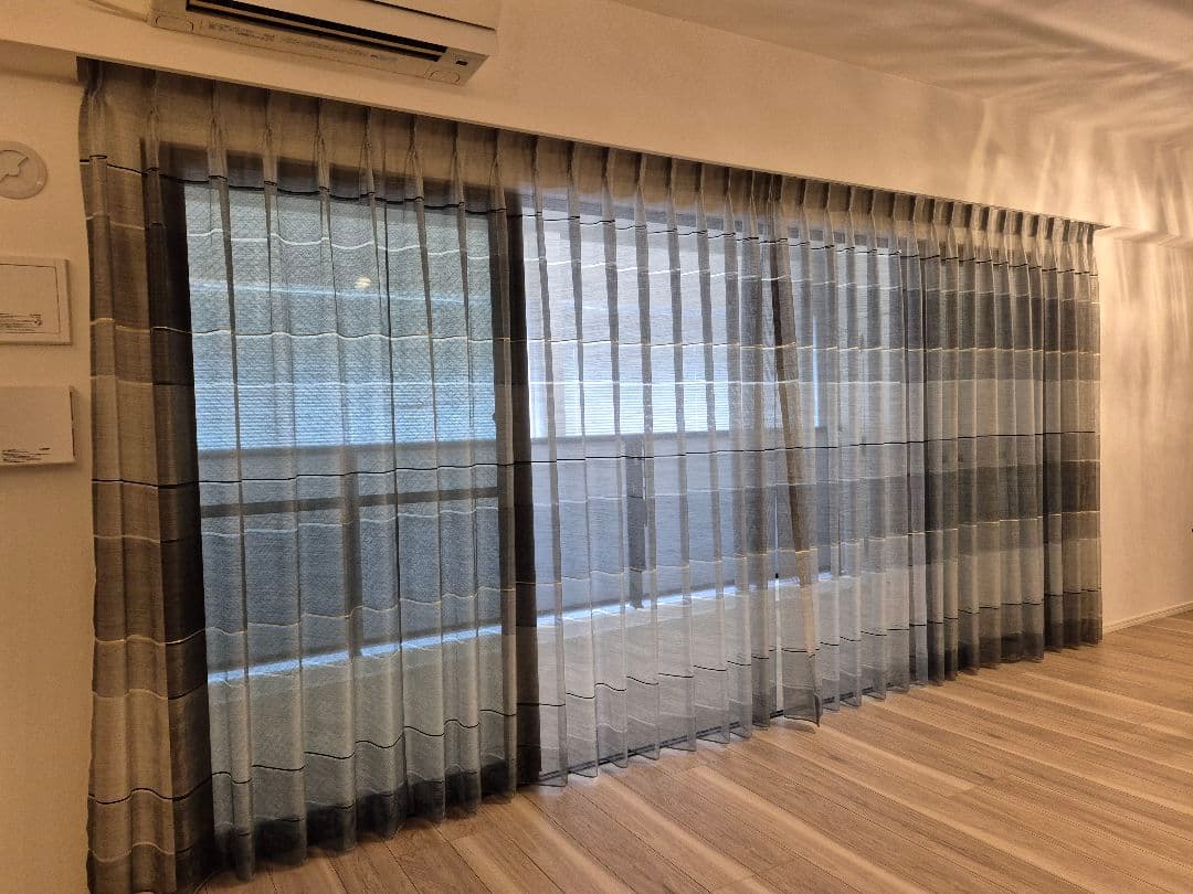ストライプ レースカーテン 2枚組 展示品(I-2507KA3)