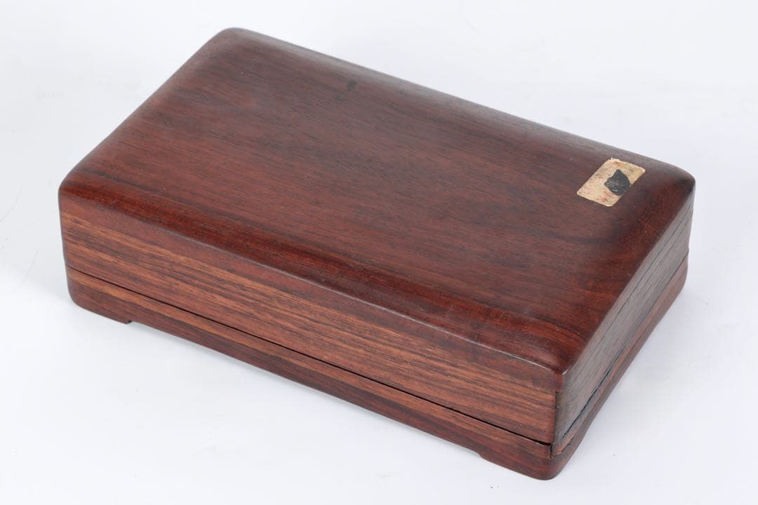 御*榮様 中国古玩 象壺陰陽図彫 長方唐硯 唐木箱付 書道具 端渓硯 文房四宝