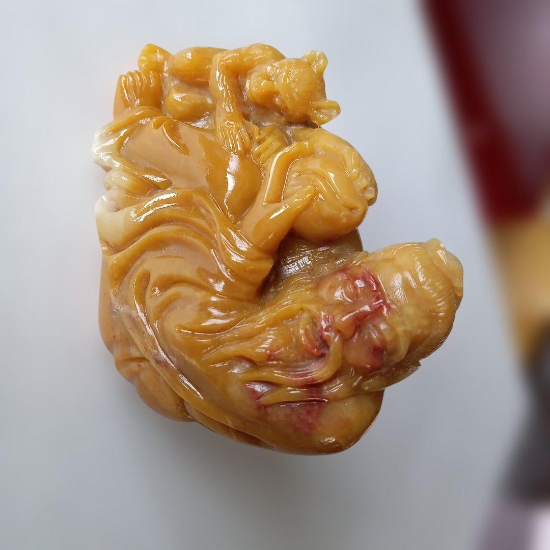 天然石、寿山石、仙猿献寿、寿老人