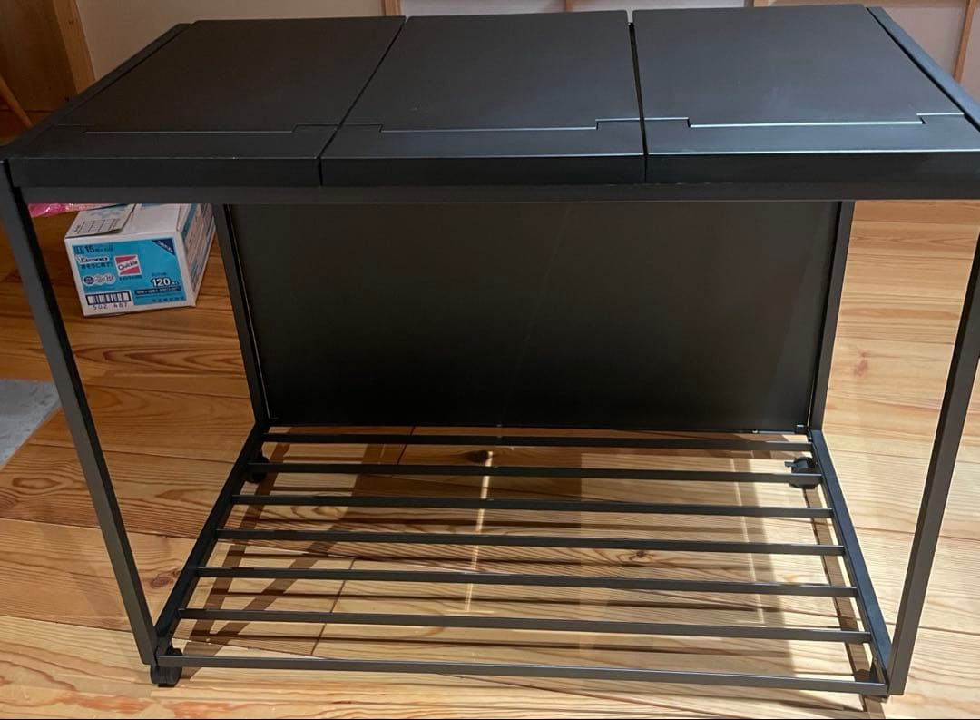 山崎実業(Yamazaki) 蓋付き 目隠し 3分別 ダストワゴン 45L