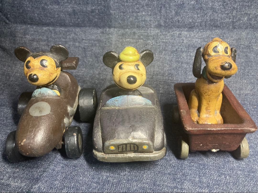 ヴィンテージ 鉄製 ミッキー ミニー　プルート 置物 3体セット