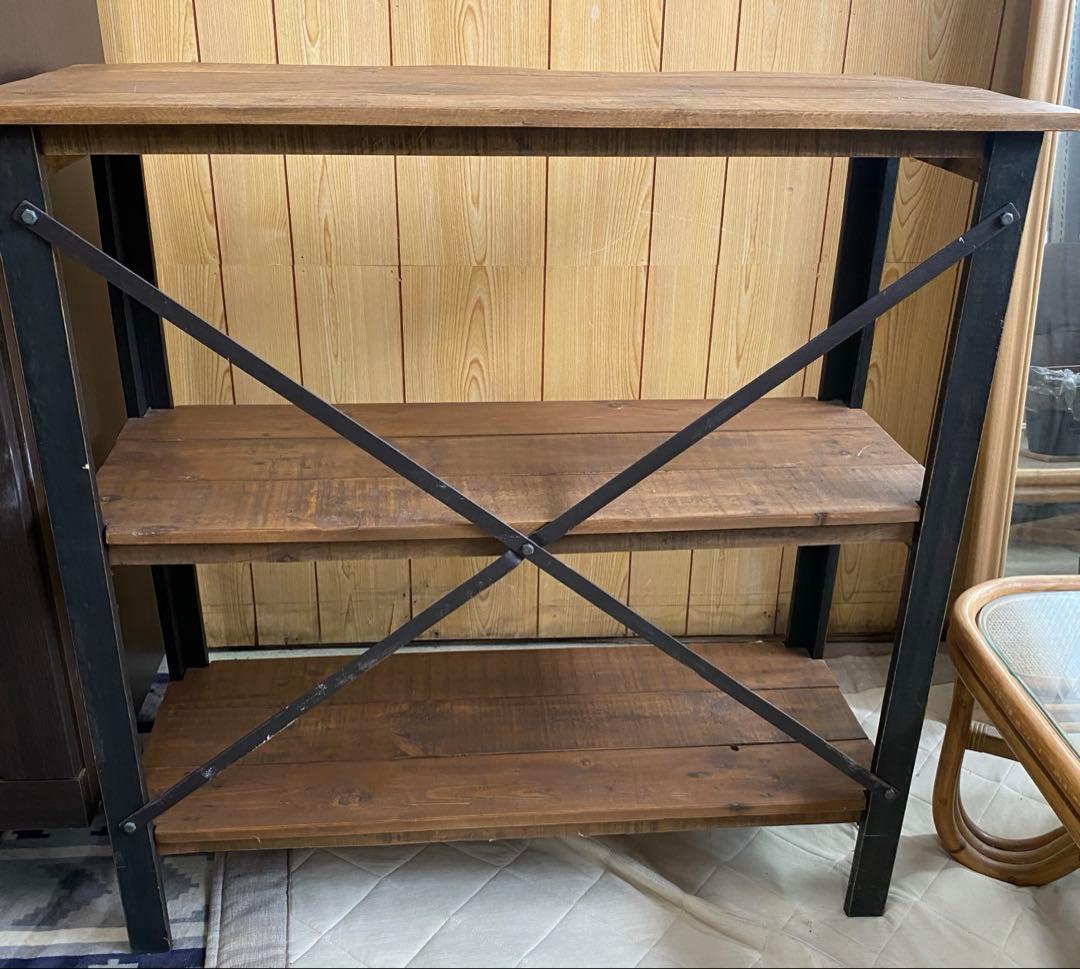 【アンティーク風】コンソールシェルフ3段　オープンラック北欧　ローラック