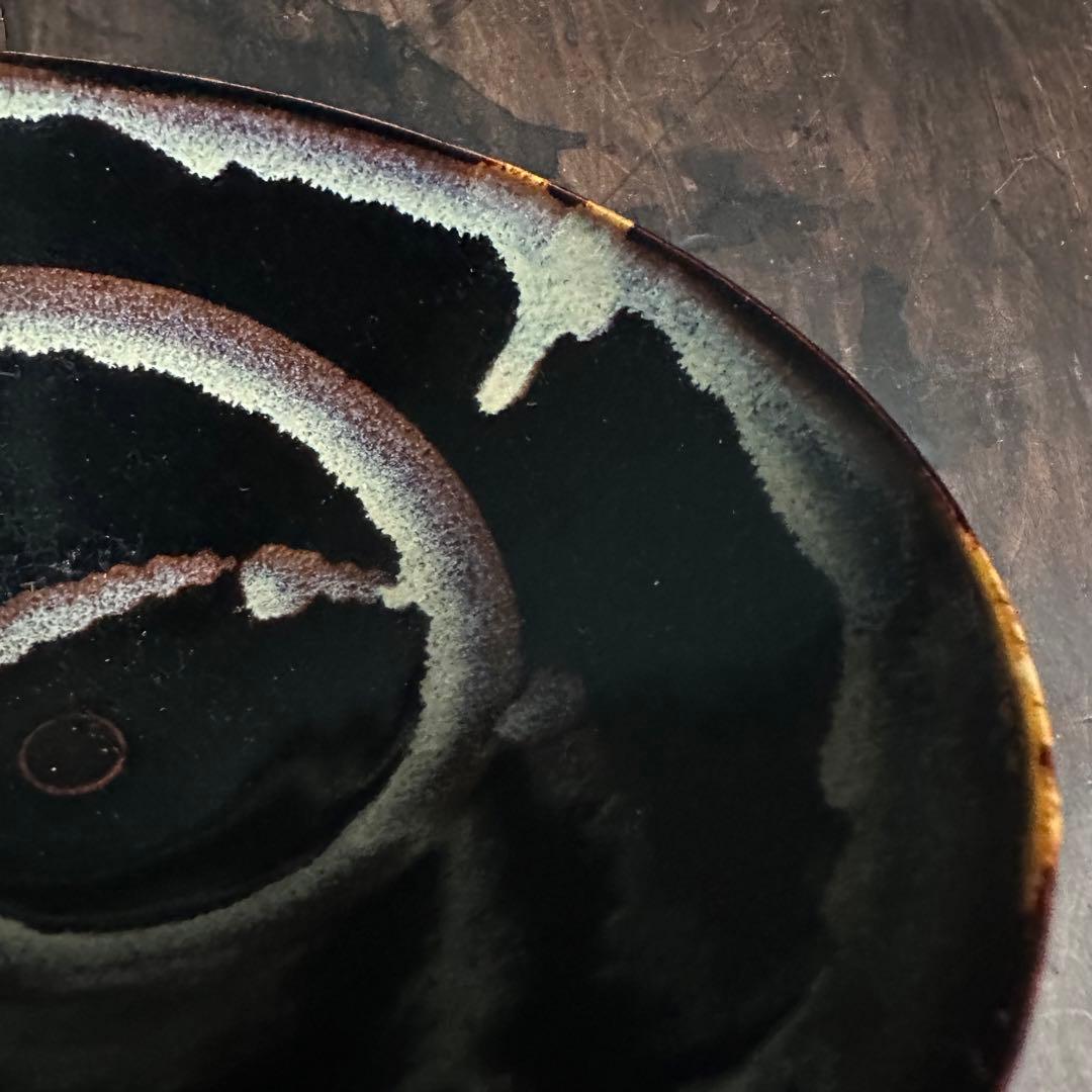 天目碗　黑釉　窯変　同心円紋　時代唐物　宋　李朝　高麗　古玩　伊万里　唐津　備前