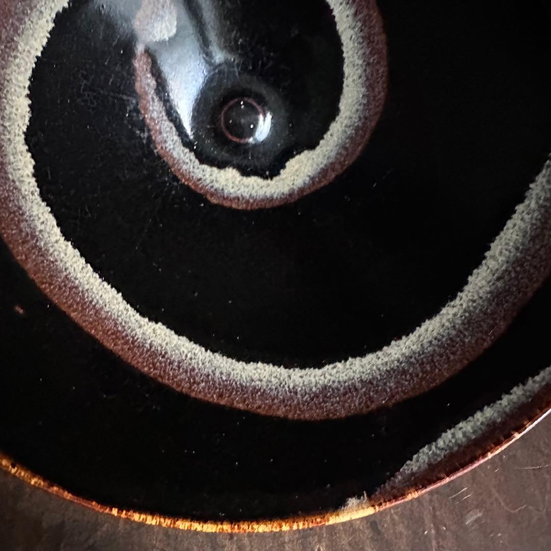 天目碗　黑釉　窯変　同心円紋　時代唐物　宋　李朝　高麗　古玩　伊万里　唐津　備前