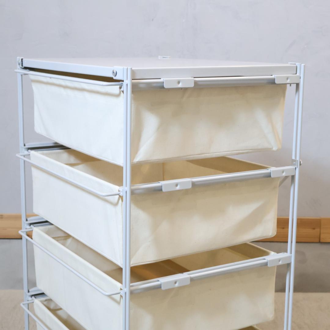無印良品 MUJI スチール4段 帆布バスケット付き ユニットシェルフ チェスト