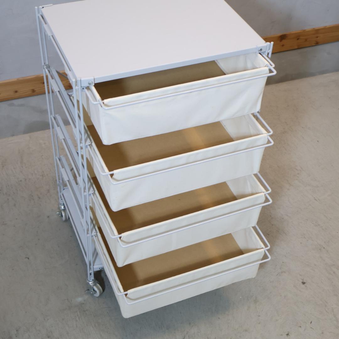 無印良品 MUJI スチール4段 帆布バスケット付き ユニットシェルフ チェスト