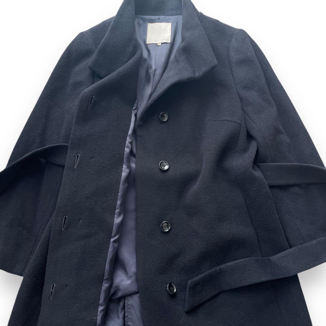 新品未使用　自由区　カシミヤ混　スタンドカラーコート　46 ブラック