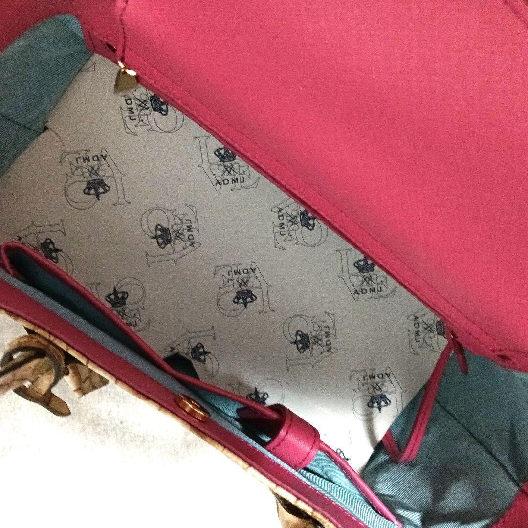 【未使用品】ADMJ クロコ型押し　ミニトートバッグ　ロゴ　ベージュ