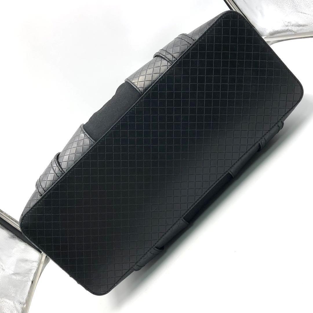 ボッテガヴェネタ トートバッグ イントレッチオミラージュ キャンバス 本革 黒