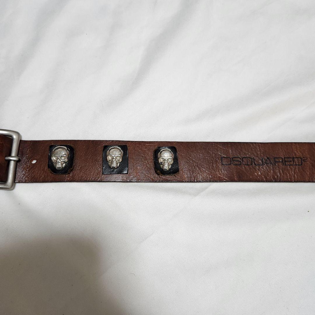 DSQUARED2 スカル　コンチョ　レザーベルト y2k 00s　バイカラー