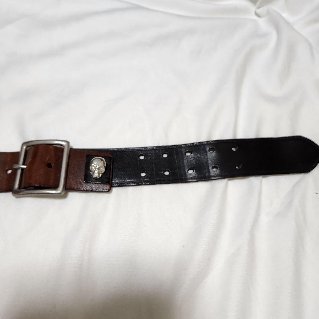 DSQUARED2 スカル　コンチョ　レザーベルト y2k 00s　バイカラー