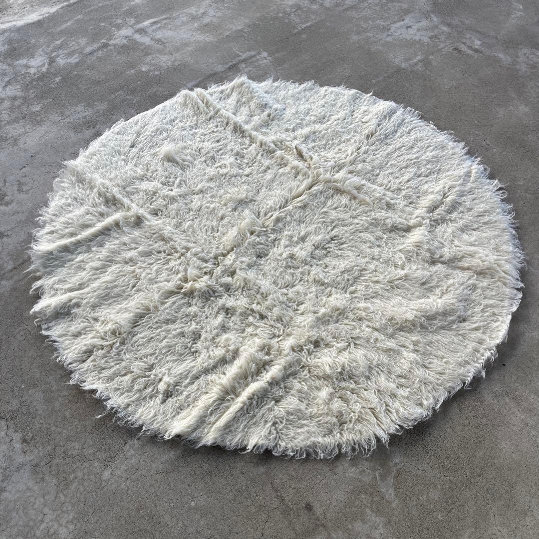 ギリシャ製◾️APOLLO社 羊毛ウール100% シャギーラグ φ150cm 敷物