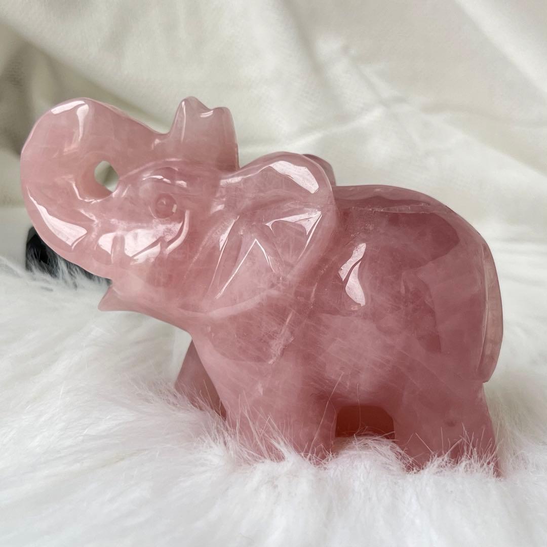 天然石 ローズクォーツのゾウさん