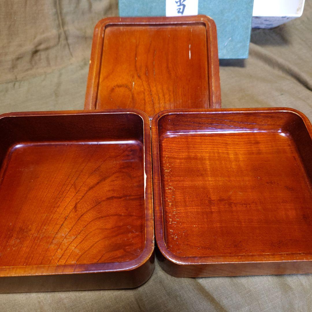 【昭和レトロ】木製 2段重ね弁当箱 専用箱付き