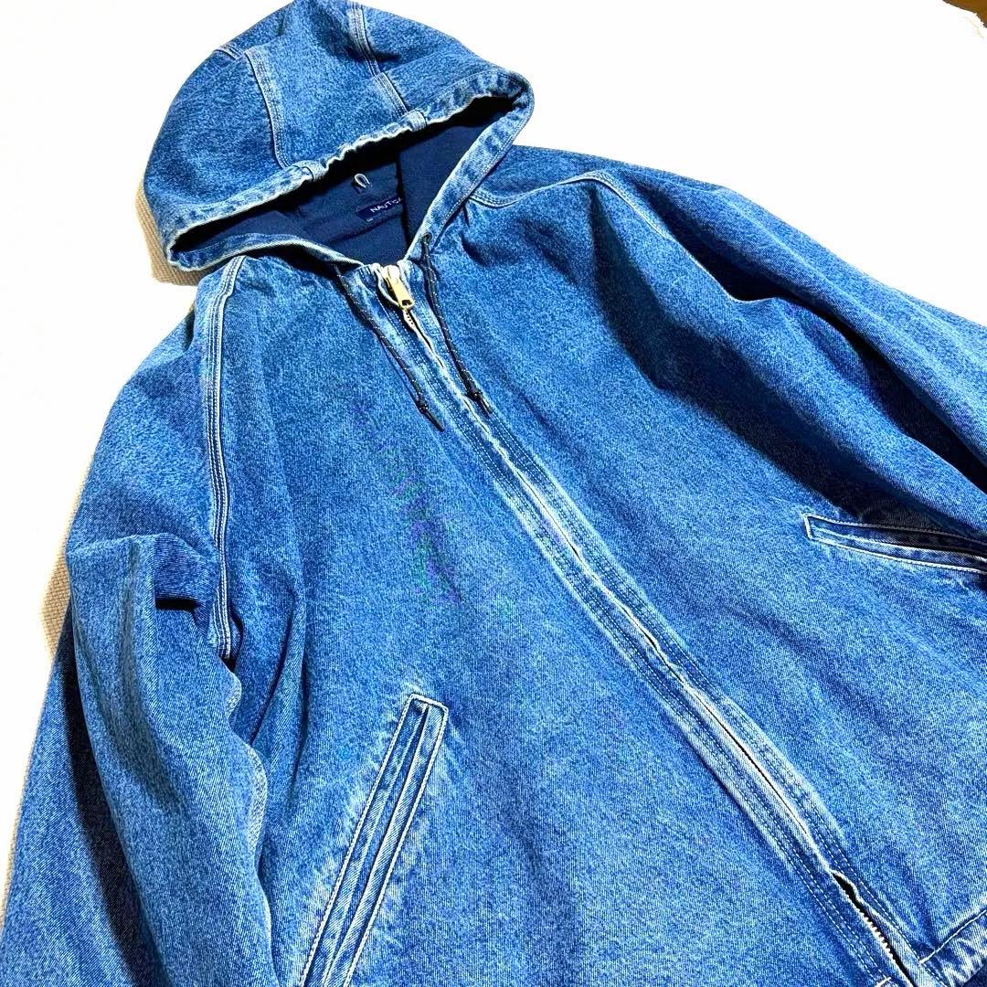 NAUTICA デニム パーカー ブルゾン フリース裏地 XXL オーバーサイズ