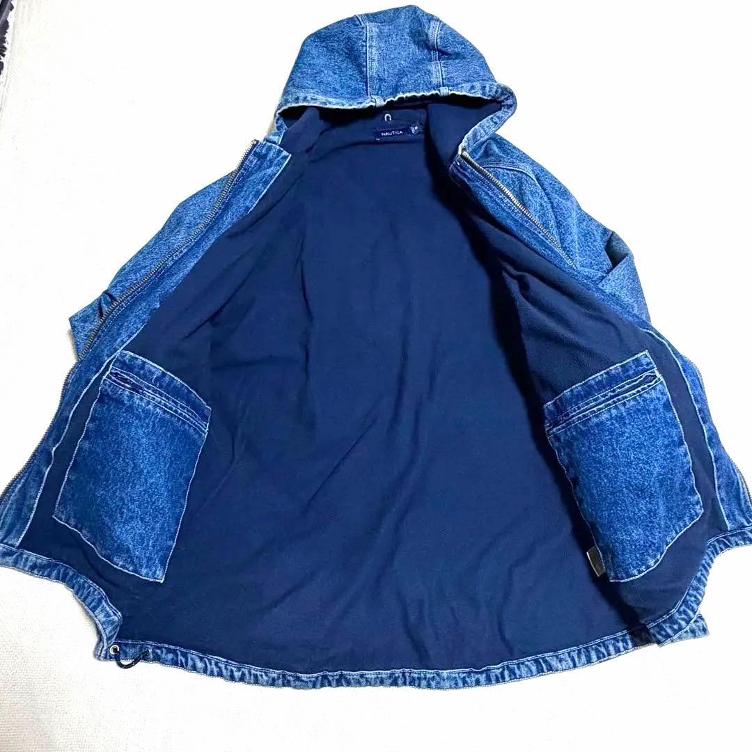 NAUTICA デニム パーカー ブルゾン フリース裏地 XXL オーバーサイズ
