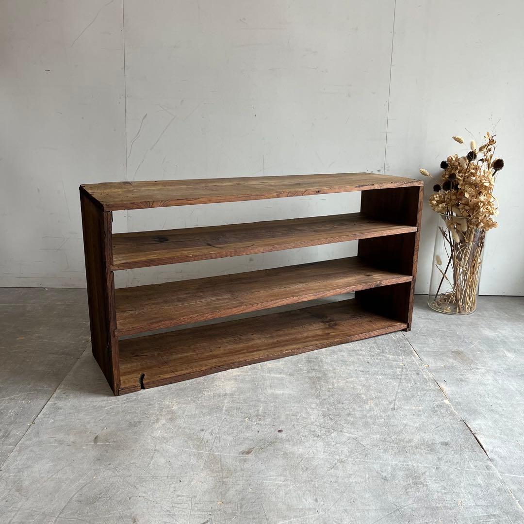 アンティーク 飾り棚 オープンラック 無垢材 シャビー z446