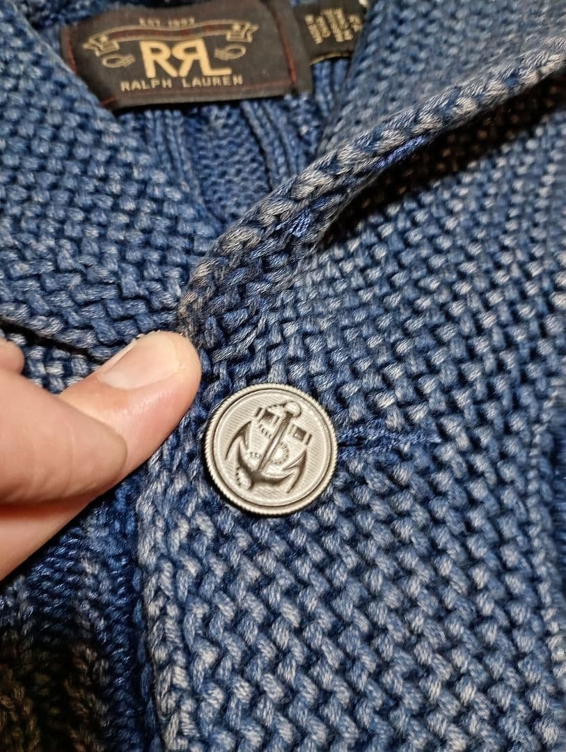 希少　名作　RRL インディゴ ショールカラー ボルチモア　アラン　メタル