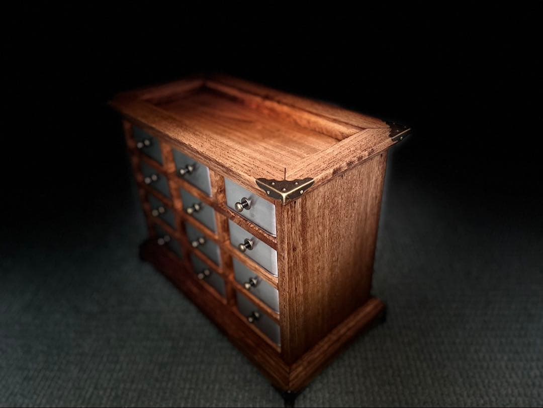 ヴィンテージ　アンティーク調　ハンドメイド　キャビネット　ジュエリーBOX