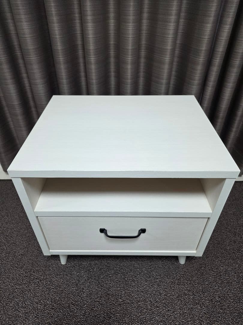 ♡ホワイト♡サイドテーブル☆引き出し付 完成品★日本国内産☆B-COMPANY☆