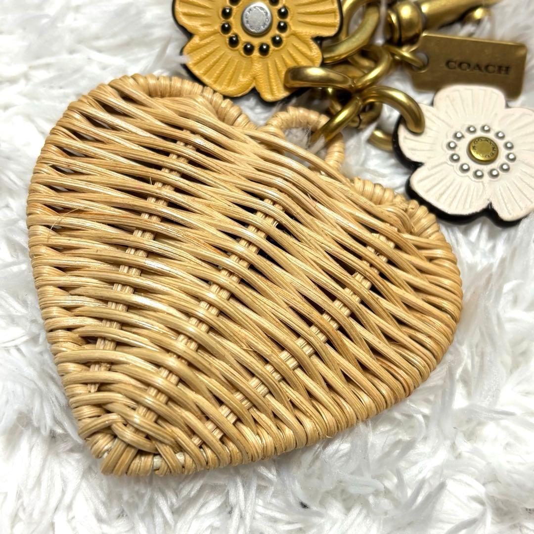 COACH ティー ローズ レザー バッグ チャーム ランタン ハート