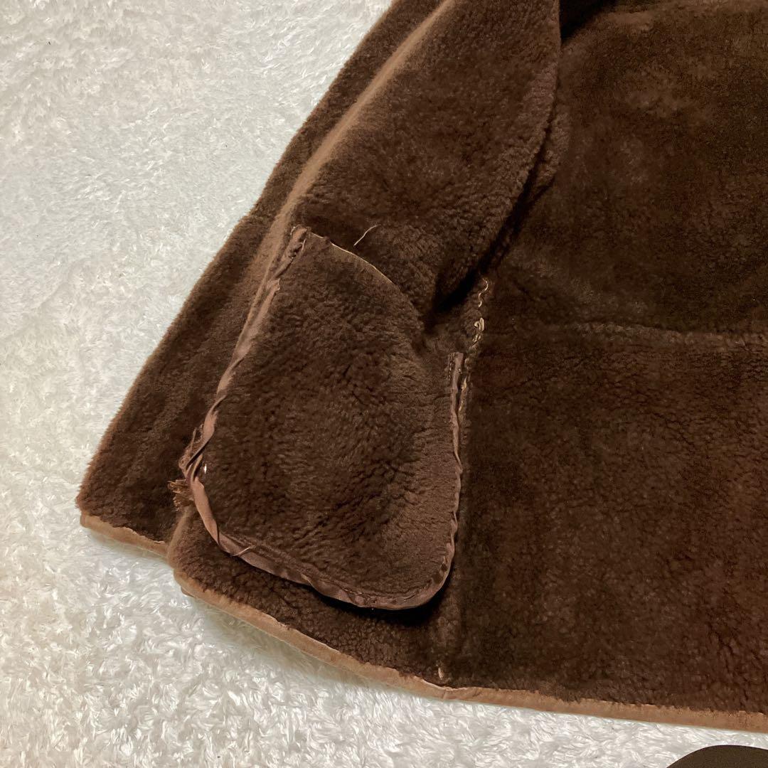 ヴィンテージ　リアルムートン　ブラウン　ランチコート　XL