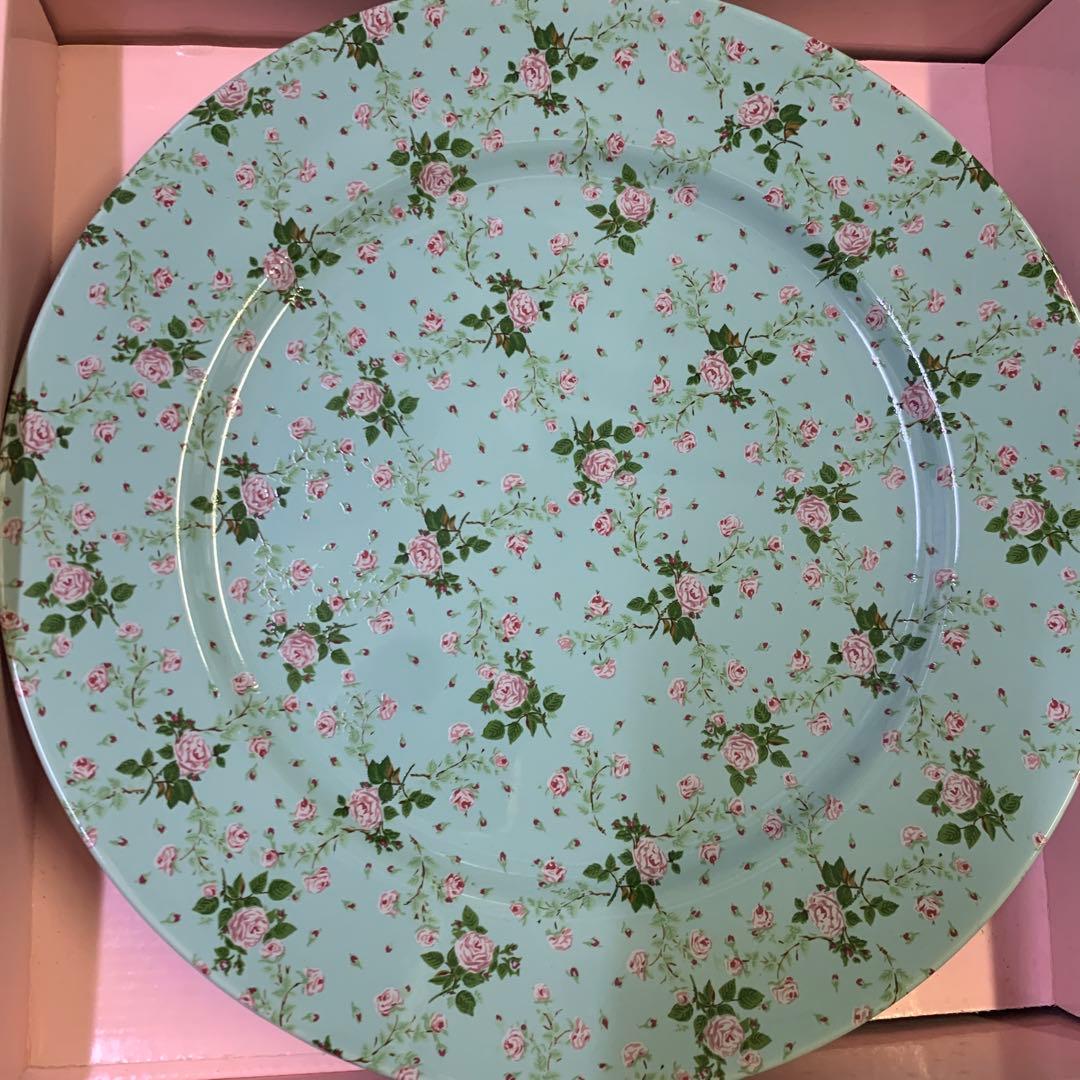 ピンクハウス　ヴィンテージ食器セット　未使用　ミントグリーンの薔薇柄ティーセット