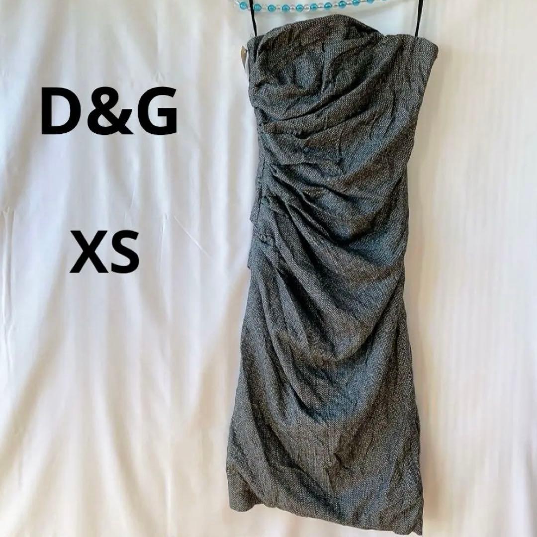 レア✨D&G ドレープデザイン スリップドレス 【XS】海外輸入古着　1点もの