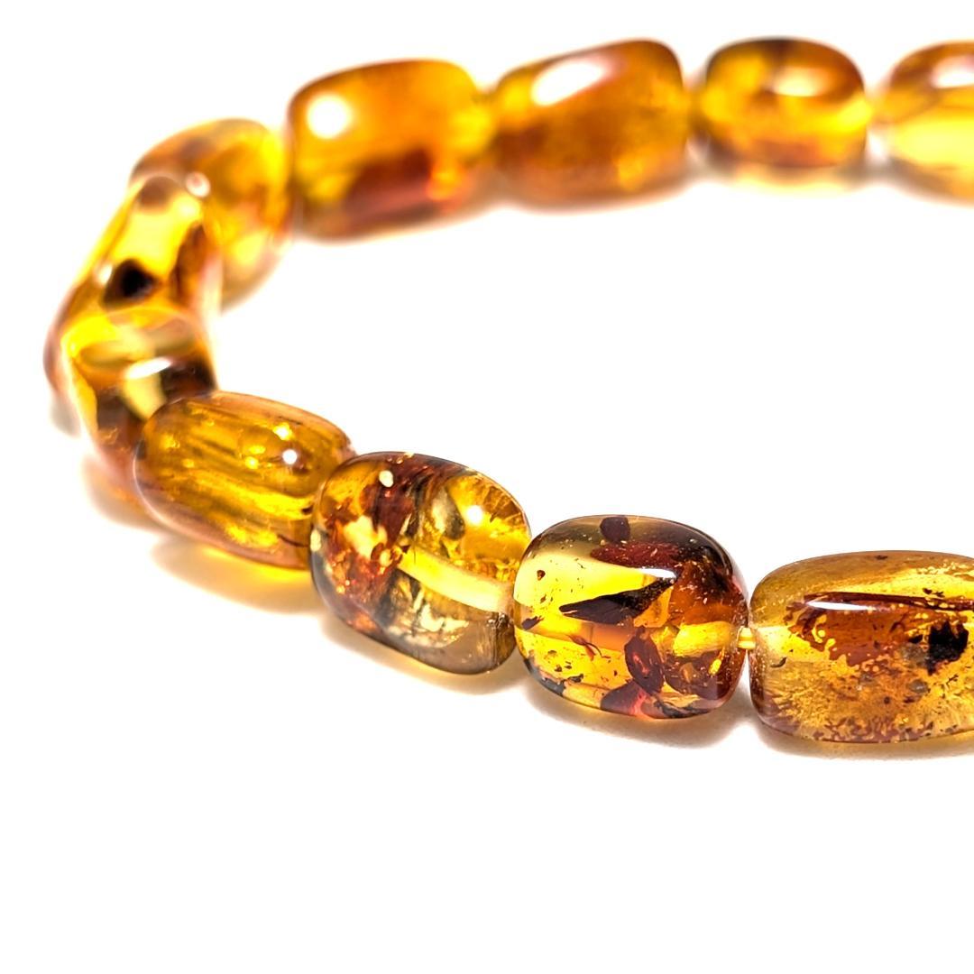 バルティックアンバー 天然琥珀 タンブルブレスレット ブラウンカラーで高級感抜群
