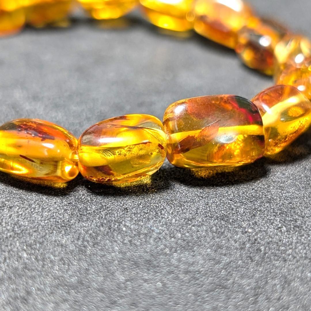 バルティックアンバー 天然琥珀 タンブルブレスレット ブラウンカラーで高級感抜群
