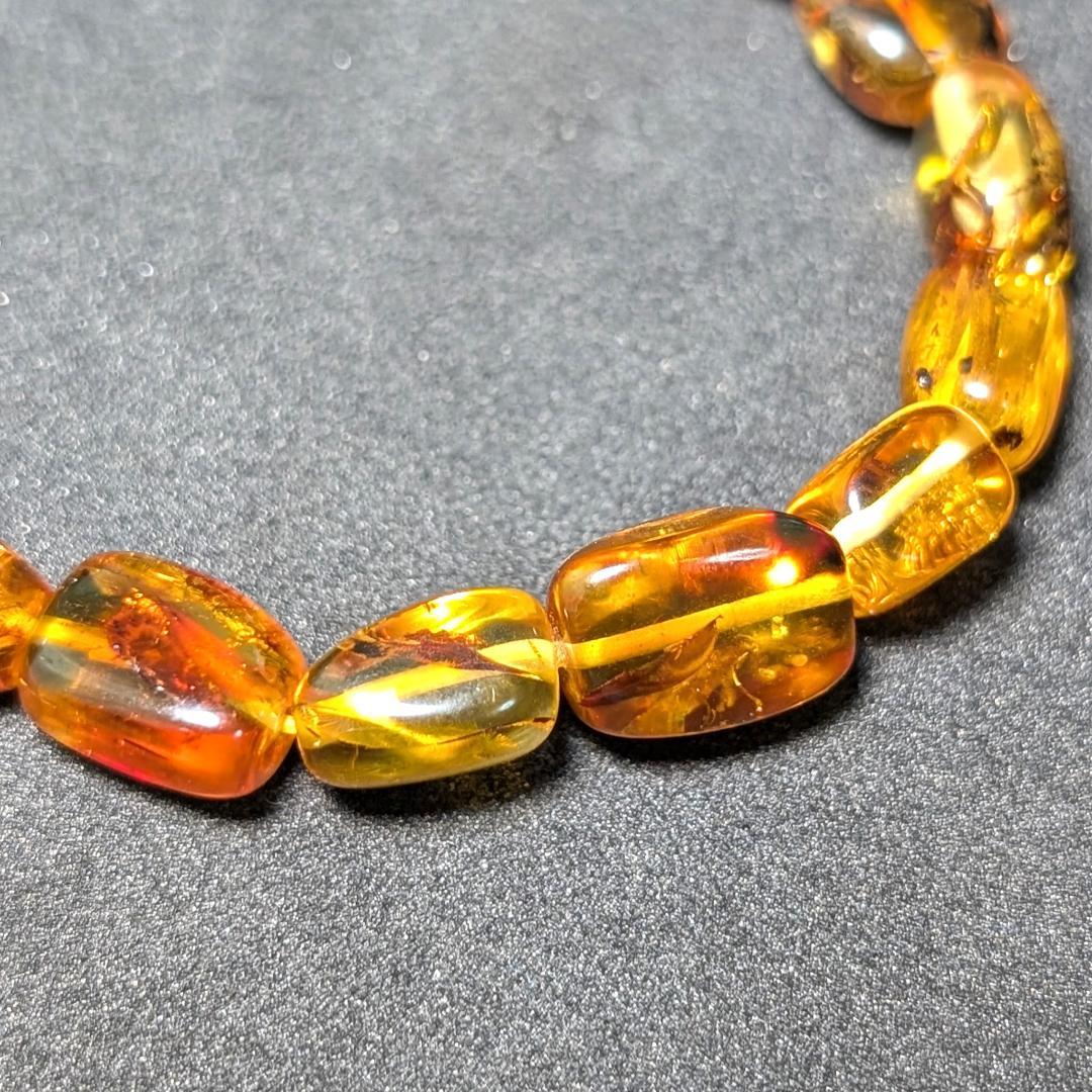 バルティックアンバー 天然琥珀 タンブルブレスレット ブラウンカラーで高級感抜群