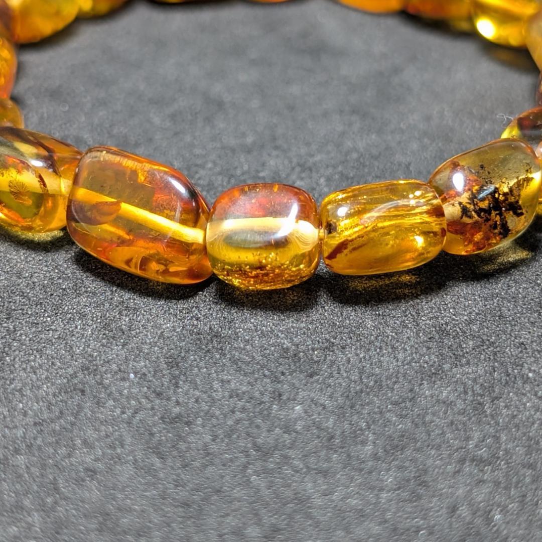 バルティックアンバー 天然琥珀 タンブルブレスレット ブラウンカラーで高級感抜群