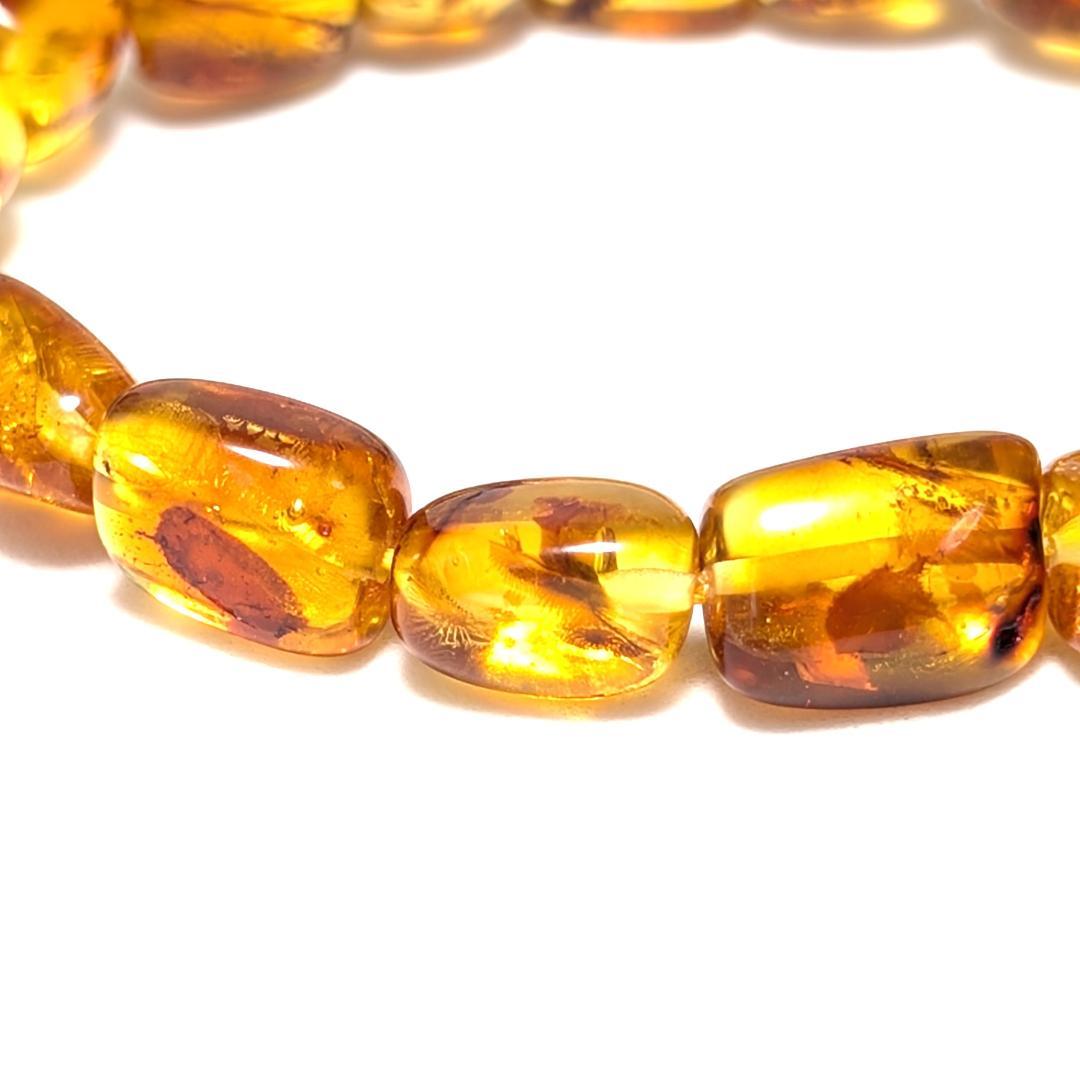 バルティックアンバー 天然琥珀 タンブルブレスレット ブラウンカラーで高級感抜群