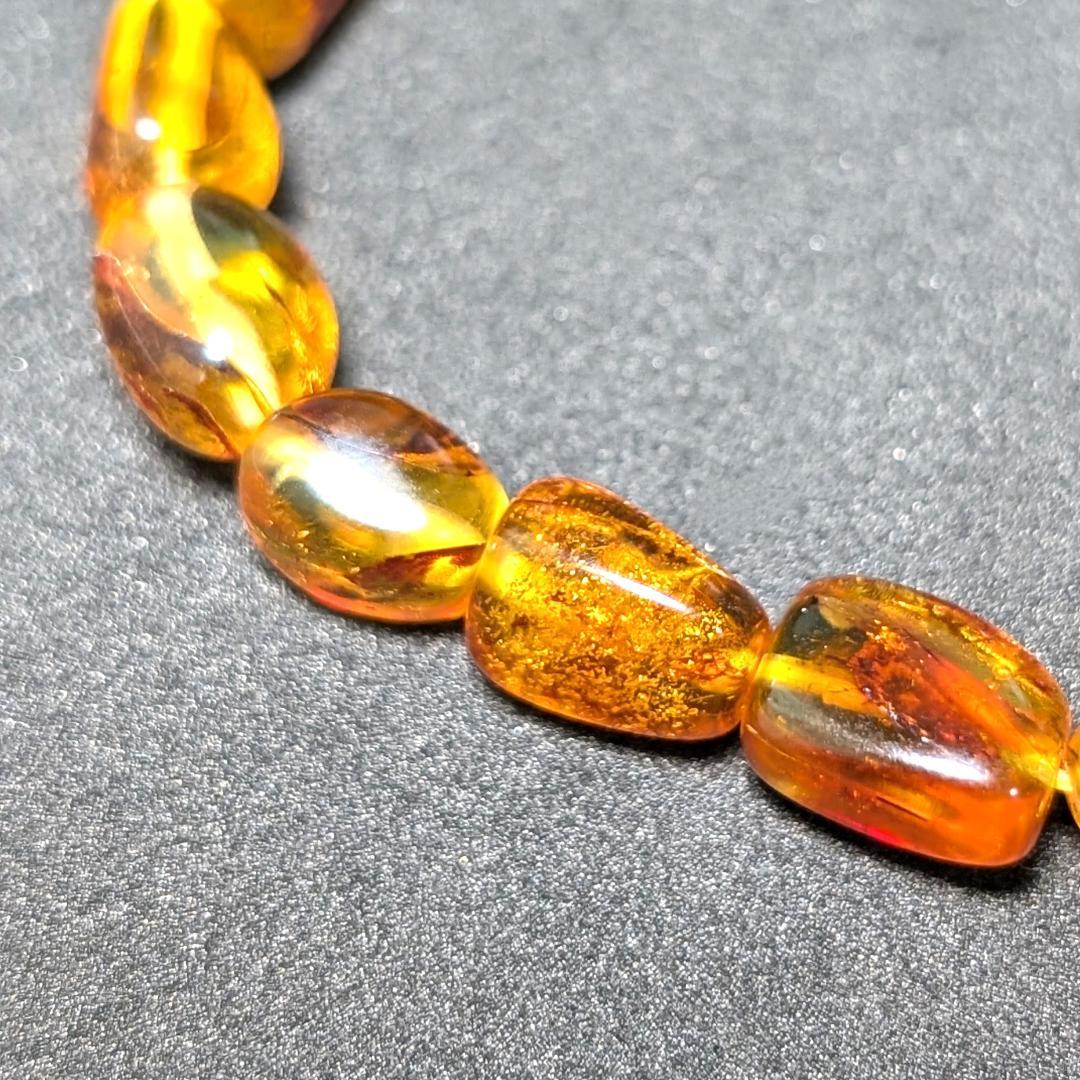 バルティックアンバー 天然琥珀 タンブルブレスレット ブラウンカラーで高級感抜群