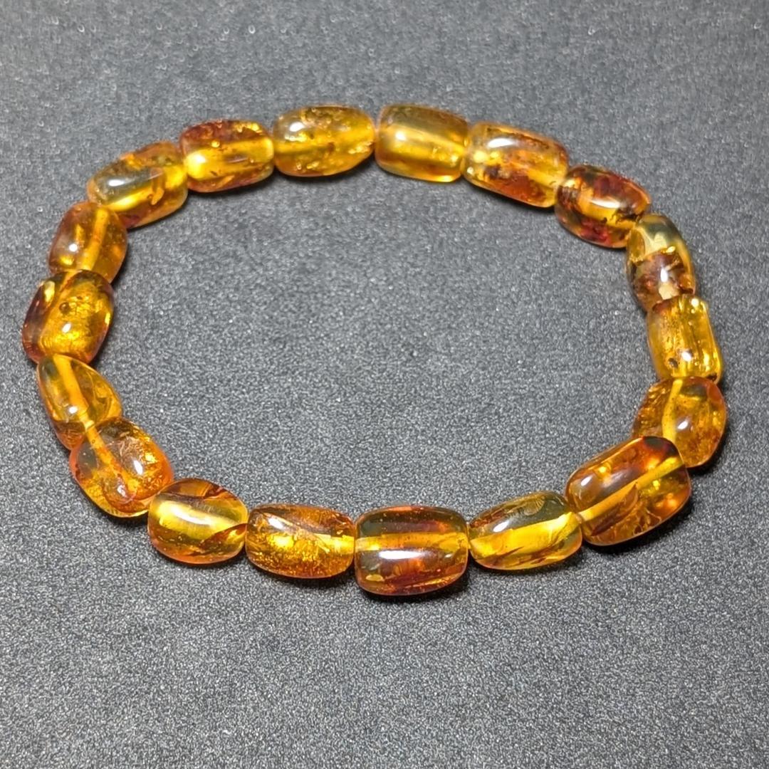 バルティックアンバー 天然琥珀 タンブルブレスレット ブラウンカラーで高級感抜群
