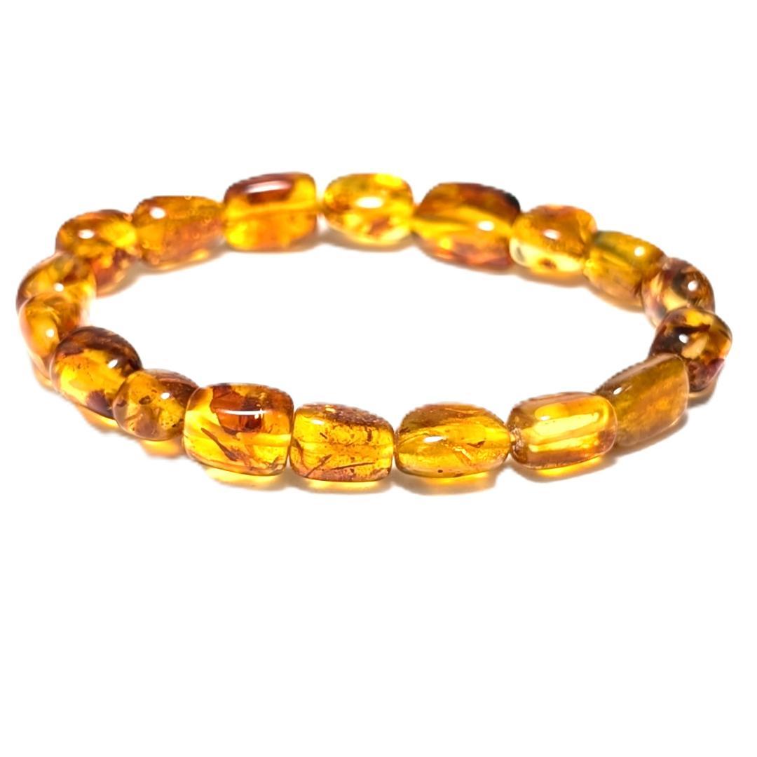 バルティックアンバー 天然琥珀 タンブルブレスレット ブラウンカラーで高級感抜群